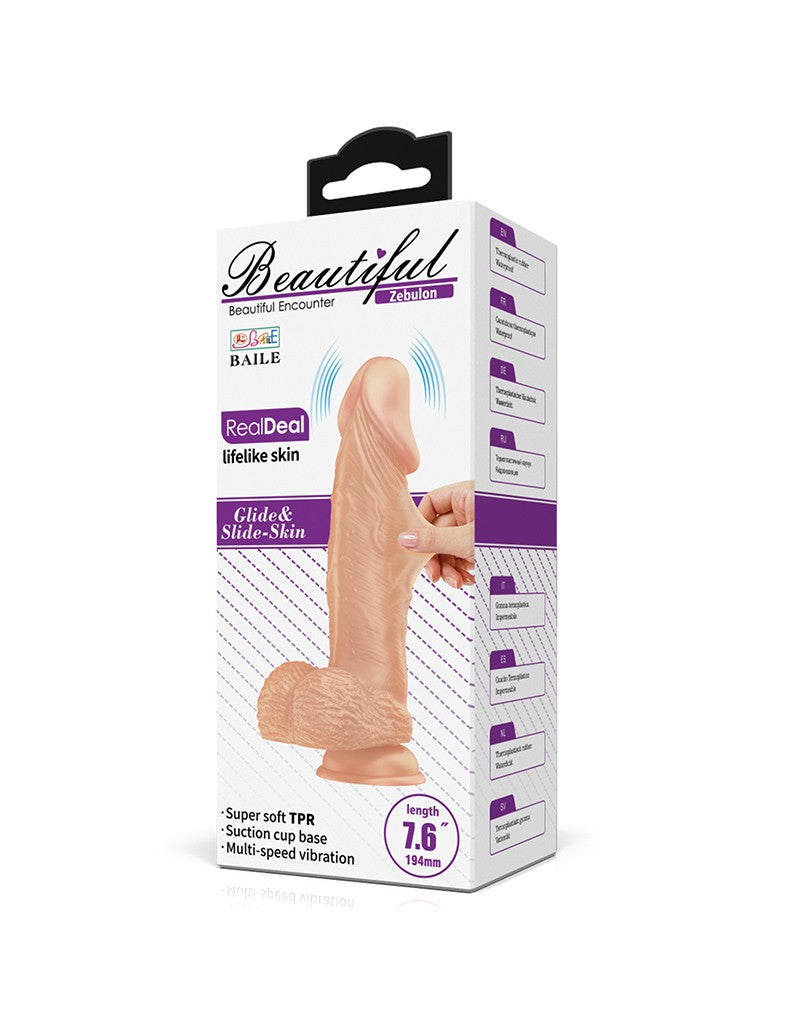 Realistic Vibrating Dildo 19.4 cm - Nude+FREE STRAPON