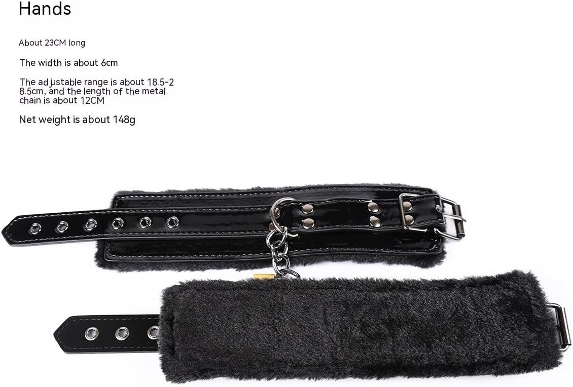 Latex Iron chain and Copper lock cuffs