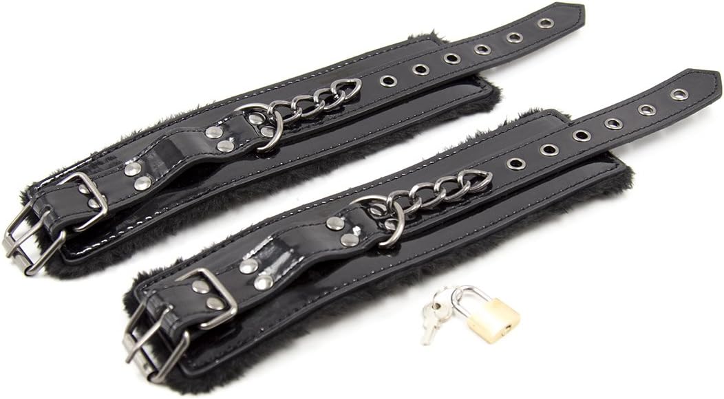 Latex Iron chain and Copper lock cuffs