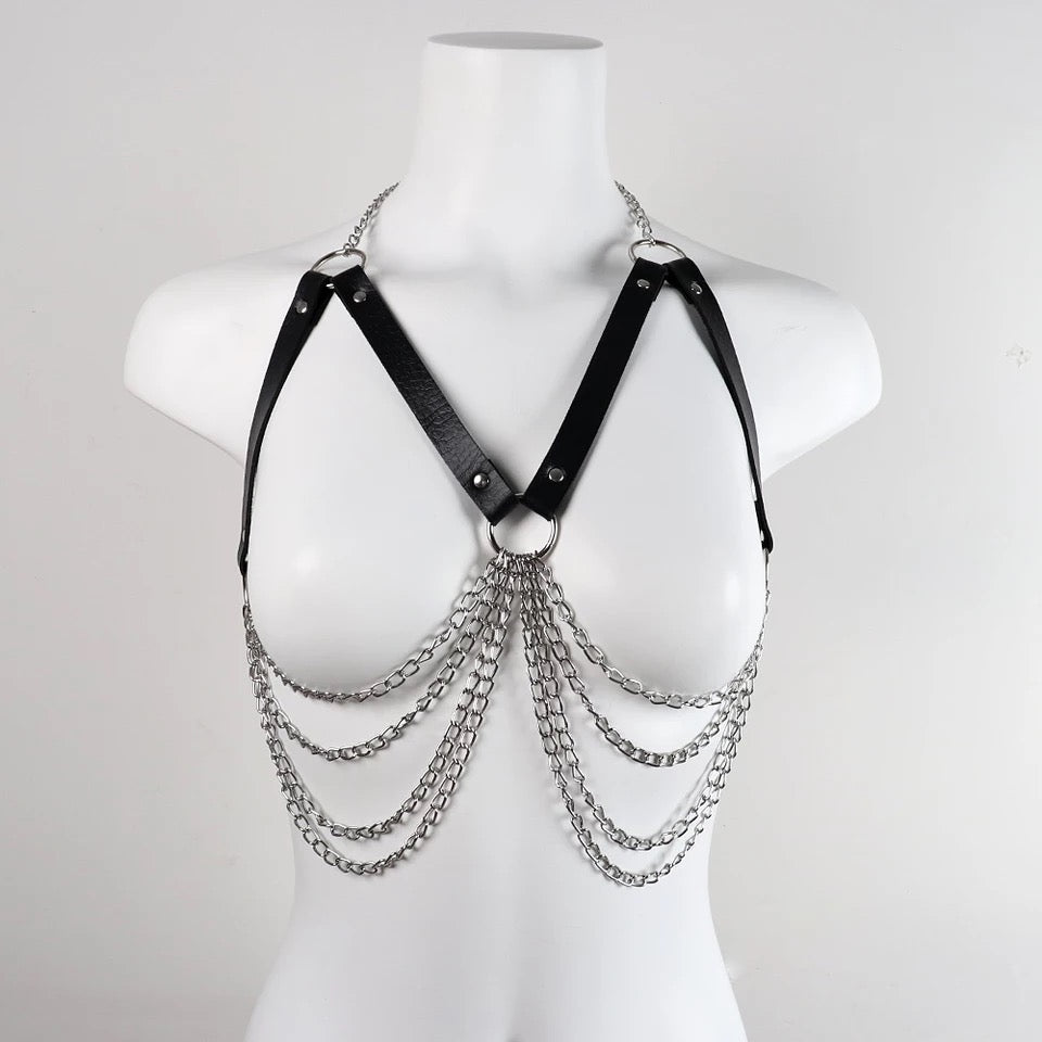 Handmade Rib Cage Harness – Gothic Chain Choker Body Accessory