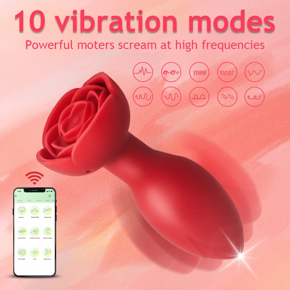Rose Anal Plug Wireless Long Distance App Vibrator