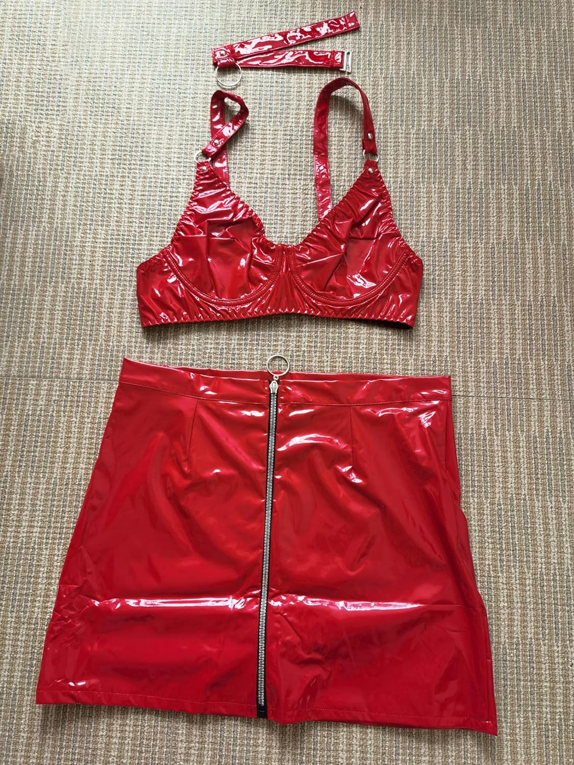 Red Latex Hollow-Up Diva Set