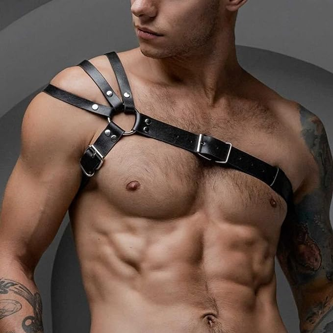 Dominate in Style- Leather Man Chest Harness for BDSM & Bondage