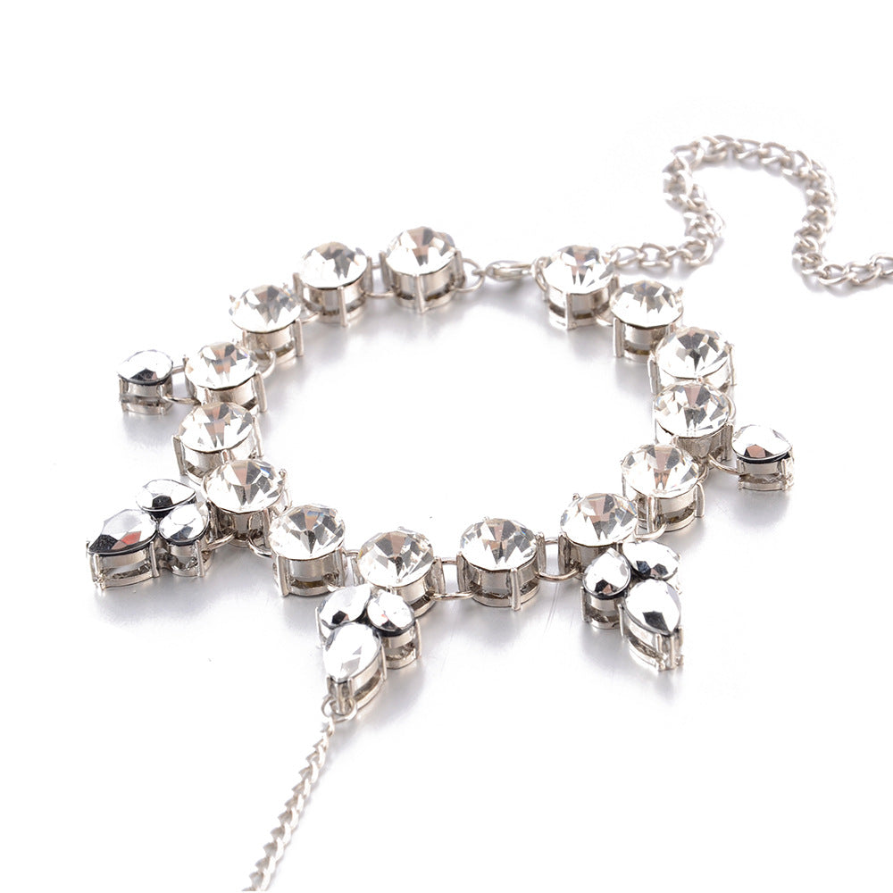 Rhinestone Anklet with Toe Ring