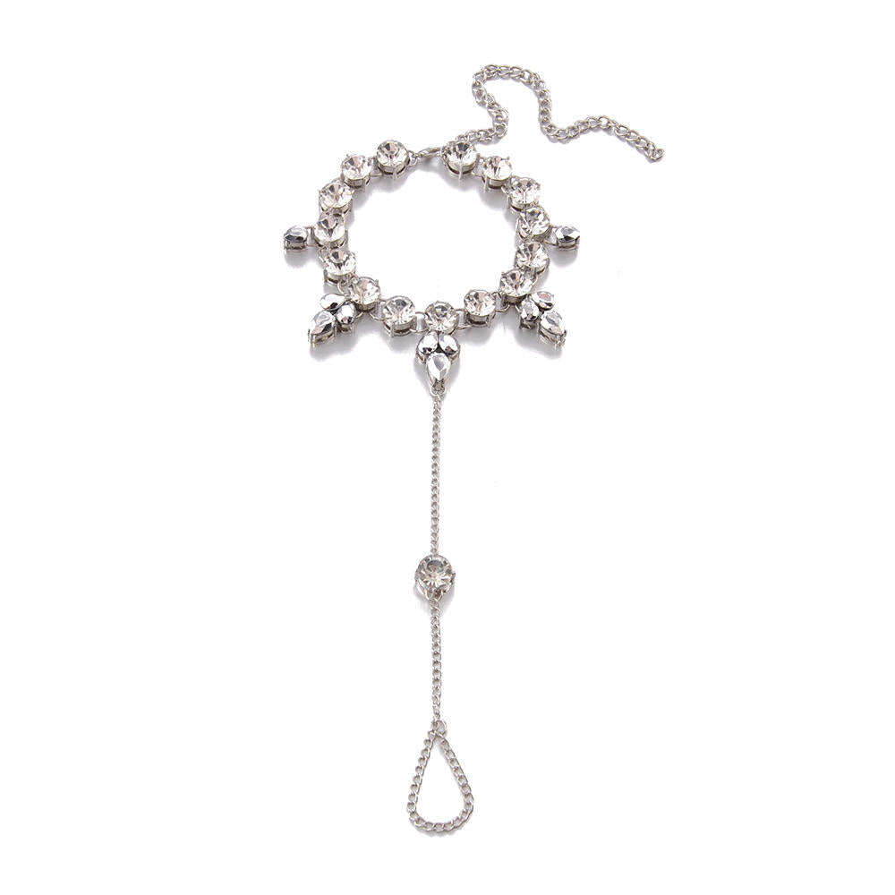 Rhinestone Anklet with Toe Ring