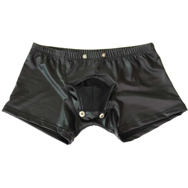 Men's Low Rise Faux Leather Boxer Shorts