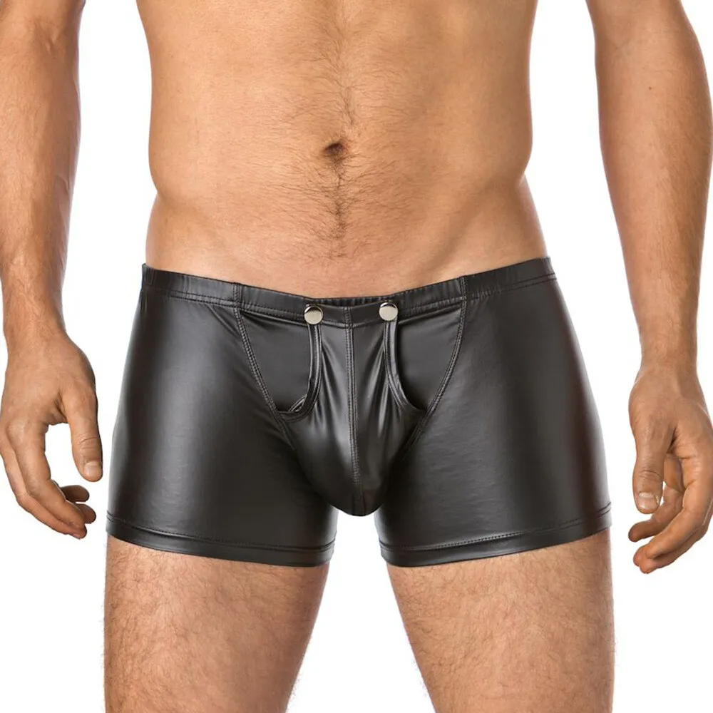 Men's Low Rise Faux Leather Boxer Shorts