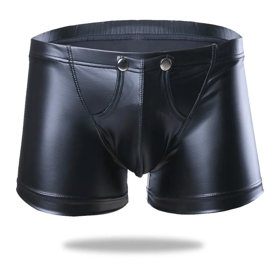 Men's Low Rise Faux Leather Boxer Shorts