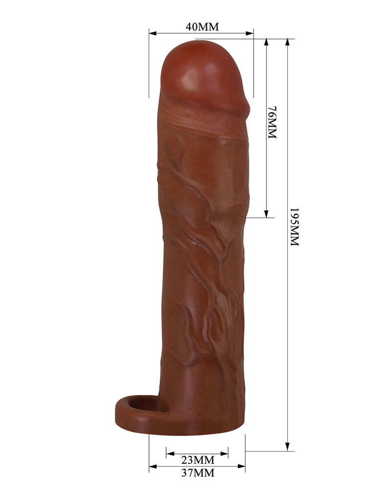 Pretty Love - Gerd - Cock Ring with Extend Penis Sleeve - 75mm - Brown