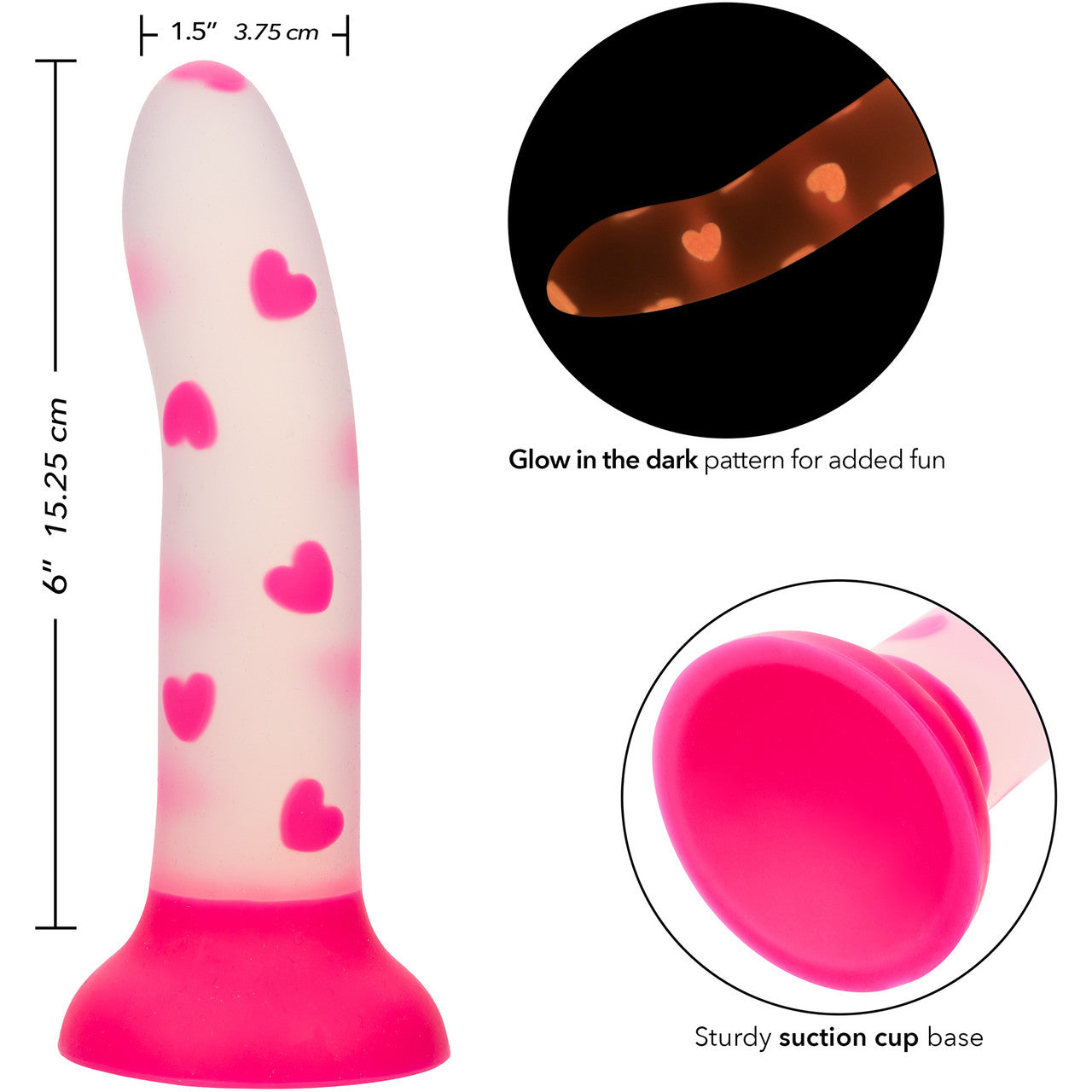 Glow Stick Heart In The Dark Silicone Suction Cup Dildo By CalExotics