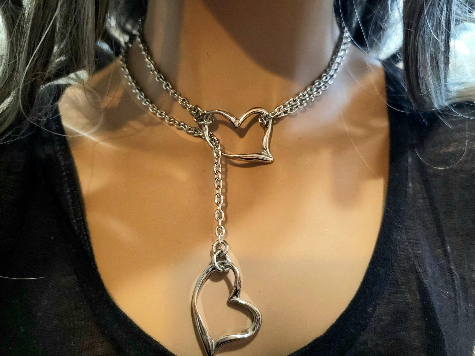 Heart Pendant Lariat Leash Choker