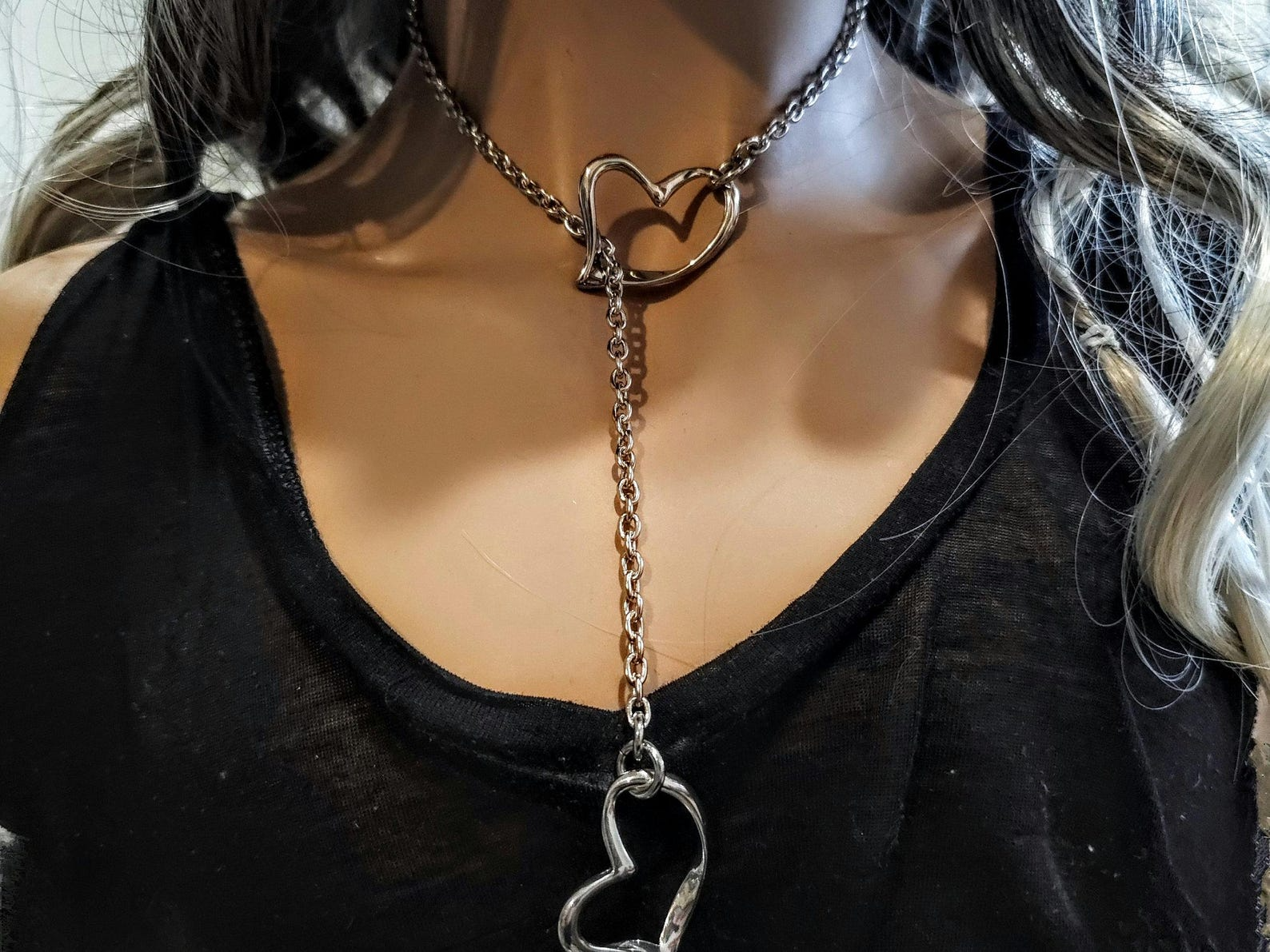 Heart Pendant Lariat Leash Choker