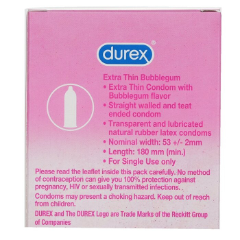 Durex Extra Thin Bubblegum Flavor Condoms