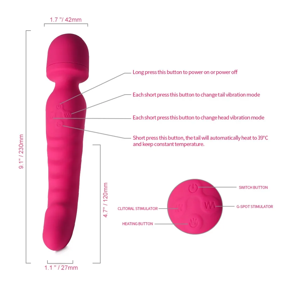 Heating Vibrator - Double Sided