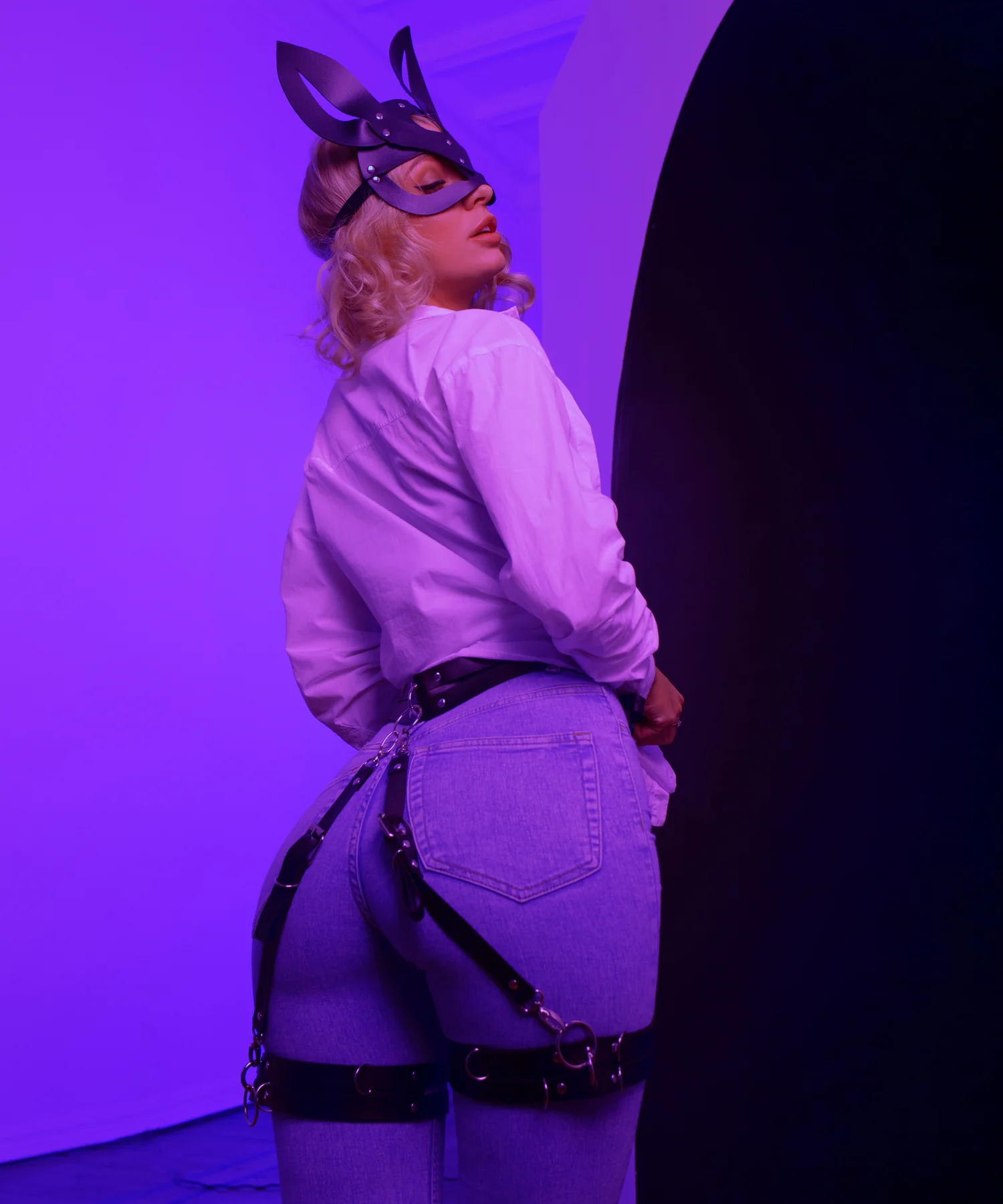 Leather Black Face Mask - Handmade