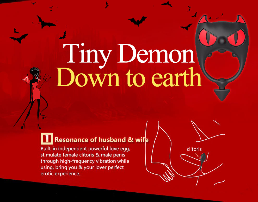 Vibrating Little Devil Cock Ring – Black & Red