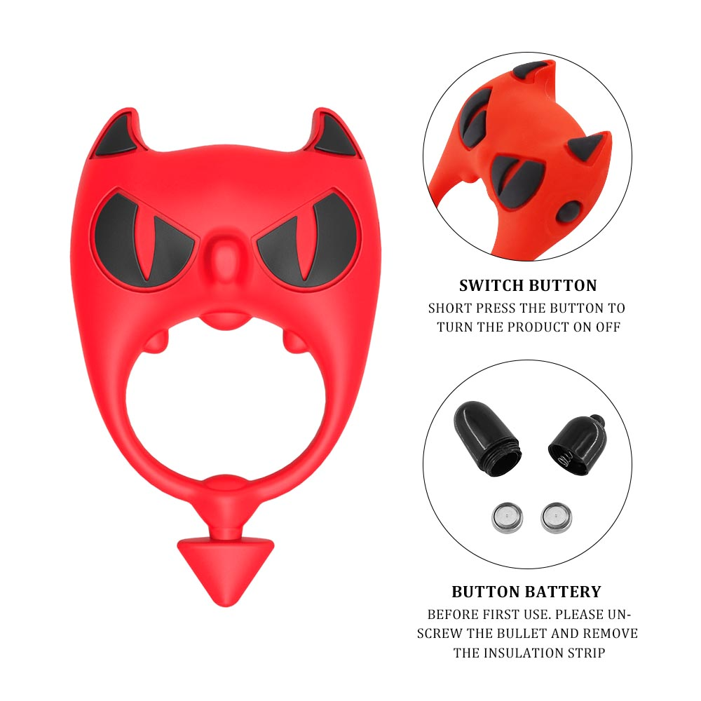 Vibrating Little Devil Cock Ring – Black & Red