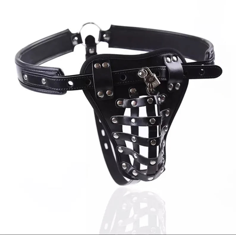 Men's leather chastity belt